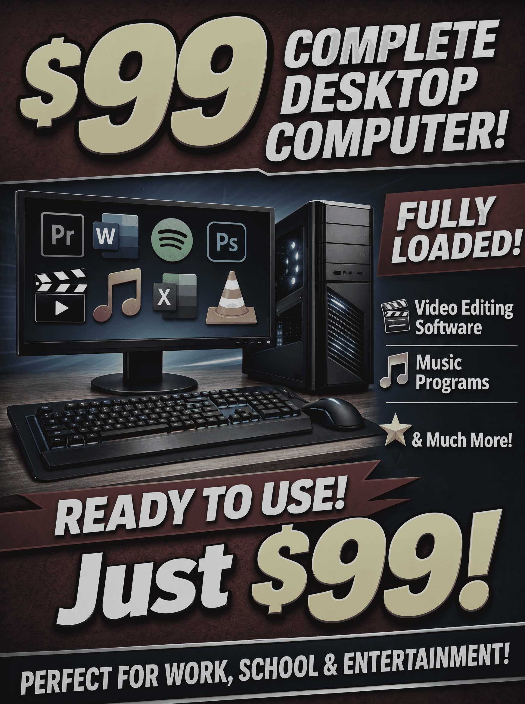 Static desktop computer offer ad before AI motion treatment
